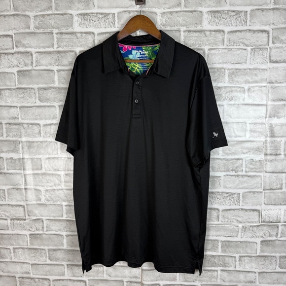 Birdie Bound Solid Black Performance Stretch Casual Golf Polo Mens 2XL - Picture 2 of 6